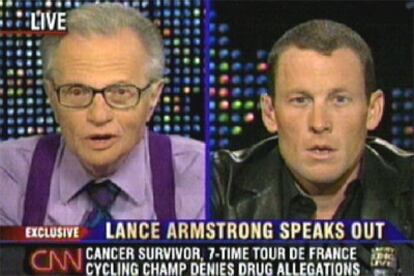 <b>NIEGA SU DOPAJE. </b>Lance Armstrong, durante una entrevista en el popular programa estadounidense de Larry King.