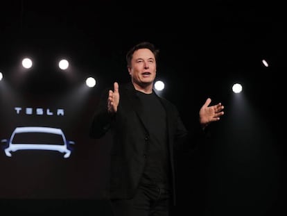 El presidente ejecutivo de Tesla, Elon Musk, durante la presentación del Model Y el pasado marzo. 