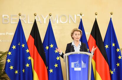 Conferencia de prensa virtual de la presidenta de la Comisión de la UE, Ursula von der Leyen, y de la canciller alemana para el inicio de la Presidencia alemana el 2 de julio en Bruselas.