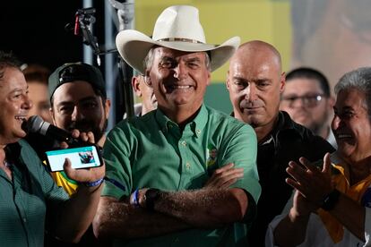 Jair Bolsonaro en un acto de campaña en Sao Paulo