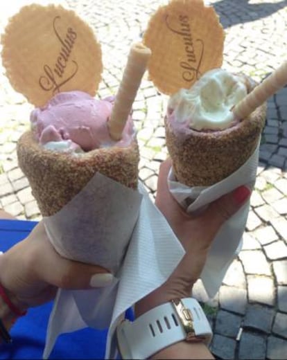 El trdelnik con helado.