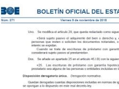 El BOE publica el decreto que reforma el impuesto de las hipotecas