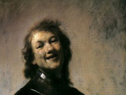 Autorretrato de un joven Rembrandt.