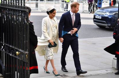 Enrique de Inglaterra y Meghan Markle, en un servicio religioso en la abadía de Westminster, en Londres, el 11 de marzo.