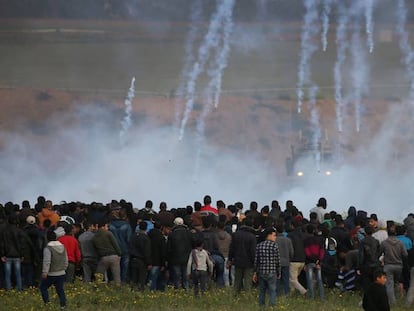 Protesta palestina en la frontera de Gaza con Israel, el viernes 22 de febrero. 