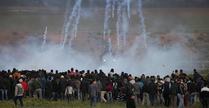 Protesta palestina en la frontera de Gaza con Israel, el viernes 22 de febrero. 