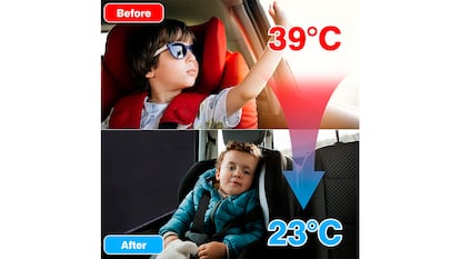 Magnetic car curtain on white background.