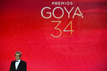Mariano Barroso, director de la Academia de Cine, durante su discurso en la última ceremonia de los Goya, en Málaga.