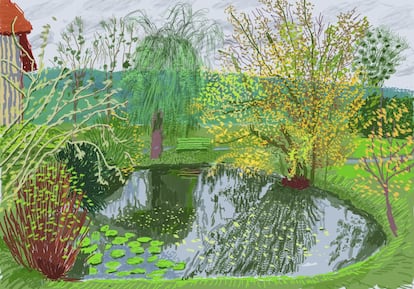 El estanque de la residencia normanda del artista, adquirida en 2018. 