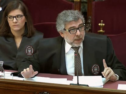 Jordi Pina, abogado de Jordi Sànchez, durante el juicio.