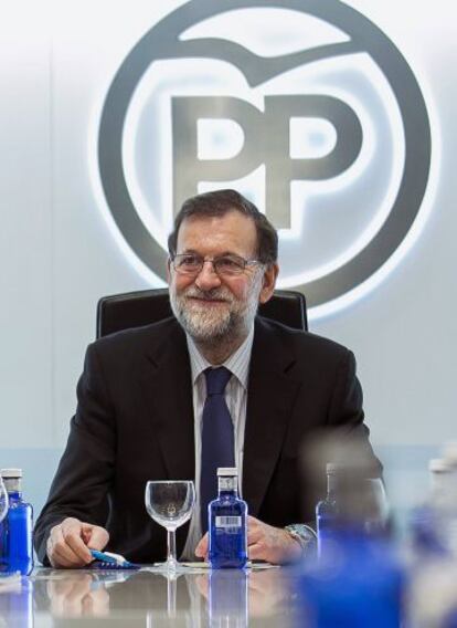 Mariano Rajoy, durant la reunió del comitè de direcció del PP, l'1 de febrer.