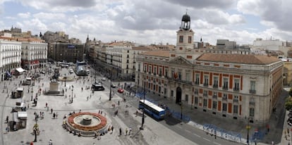 Imagen tomada desde una azotea de Sol, el verano pasado, tras el desalojo del campamento del 15-M.