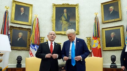 Donald Trump y el primer ministro israel, Benjamin Netanyahu, en la Casa Blanca este martes.