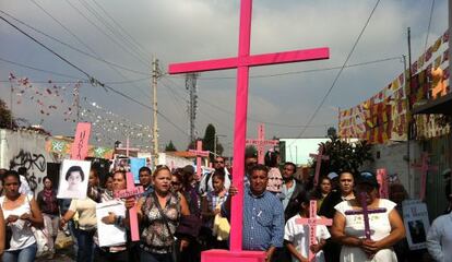 Manifestación en las calles de Chalco por los feminicidios