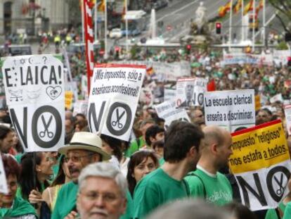 Manifestaci&oacute;n en Madrid contra los recortes y la reforma educativa el pasado mes de mayo.