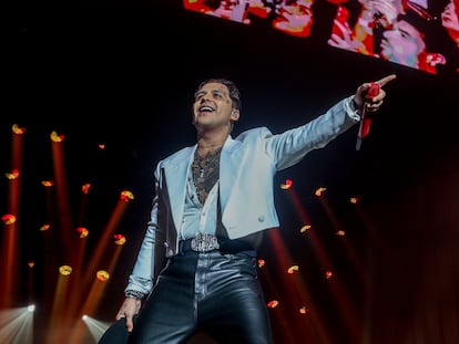 Christian Nodal durante un concierto en Madrid (España), en julio de 2024.