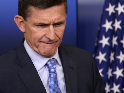 El consejero de Seguridad Nacional, Michael Flynn, el 1 de febrero en la Casa Blanca.