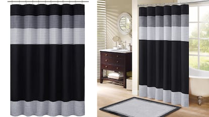 cortinas de baño de tela negras