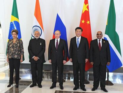 Los l&iacute;deres de los pa&iacute;ses BRICS en el encuentro previo a la cumbre del G-20. 