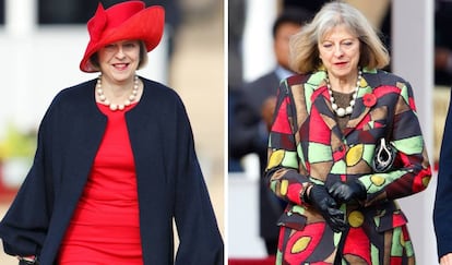 Theresa May, en octubre de 2015 (izquierda) y en noviembre de 2013 (derecha). 
 