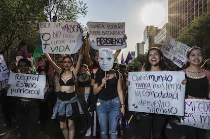 La protesta por el Día de la Mujer, en Ciudad de México.