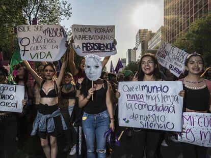 La protesta por el Día de la Mujer, en Ciudad de México.