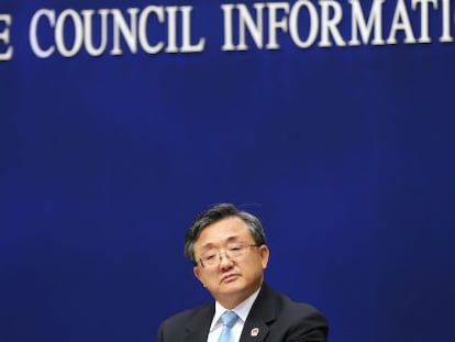  El viceministro chino de Asuntos Exteriores Liu Zhenmin, durante una conferencia de prensa.