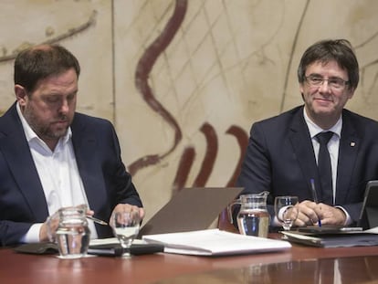 El vicepresident Oriol Junqueras i el president Carles Puigdemont.