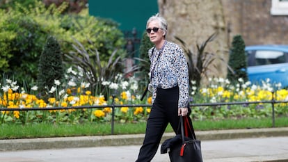 Angela McLean, viceasesora científica jefe del Gobierno británico, se dirige hacia Downing Street.