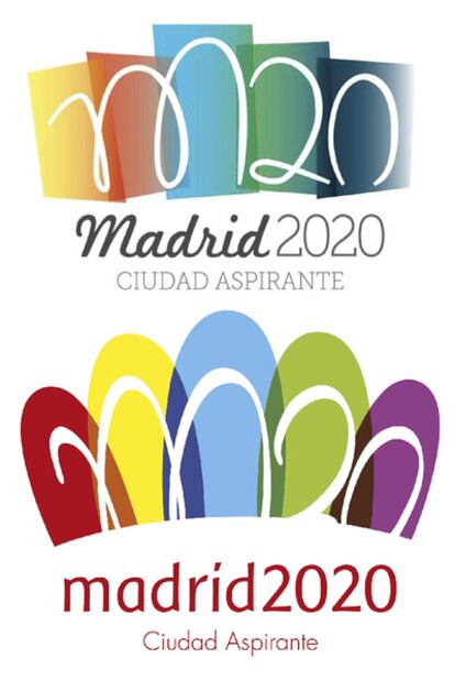 Comparación del diseño original de Luis Peiret (arriba) y la versión definitiva de la candidatura de Madrid 2020.