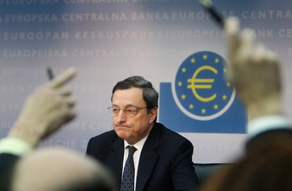 Mario Draghi, presidente del BCE, durante la rueda de prensa celebrada en Frankfurt.