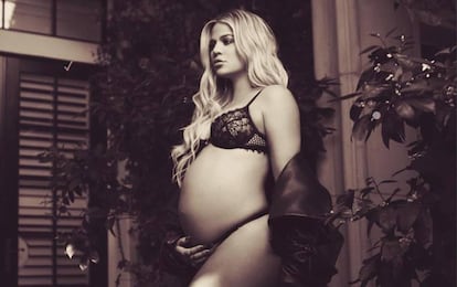 Khloé Kardashian embarazada en una foto de Instagram.