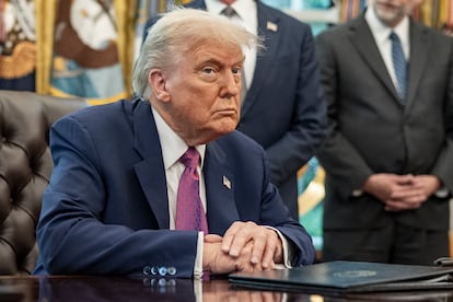 El presidente de Estados Unidos, Donald Trump, durante una comparecencia ante la prensa en la Casa Blanca el 10 de junio.
