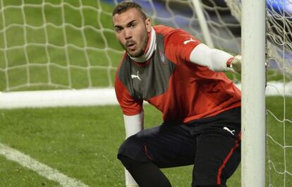 Roberto, en un entrenamiento en Old Trafford.