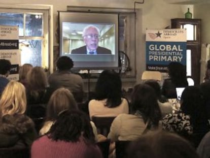 Videoconferencia organizada por el Partido Dem&oacute;crata de EE UU en Madrid.