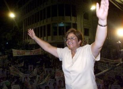 Lourdes Flores durante un mítin celebrado el jueves en Piura.