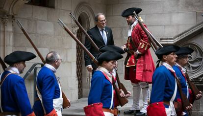 Quim Torra amb els Miquelets la passada Diada.