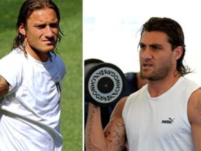 Los italianos Totti y Vieri.