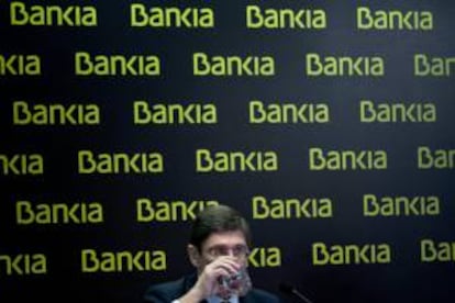 El presidente de Bankia, José Ignacio Goirigolzarri, durante su intervención hoy en la presentación de resultados del grupo.
