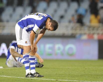 Ansotegi, cabizbajo tras la derrota ante el Málaga