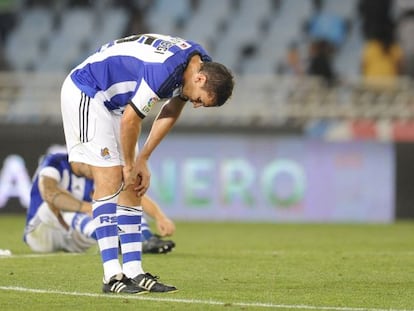 Ansotegi, cabizbajo tras la derrota ante el M&aacute;laga