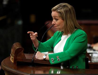 La portavoz de Coalición Canaria, Ana Oramas, durante su intervención en la segunda votación de la sesión de investidura.