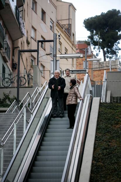 Escaleras mecánicas en el barrio del Carmel, en Barcelona.