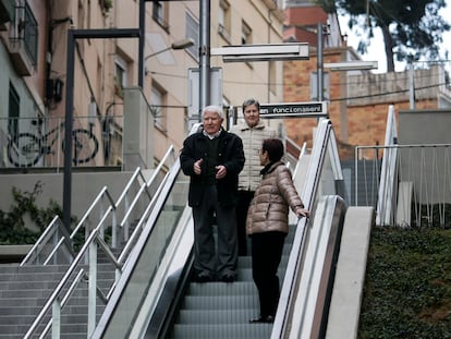 Escaleras mecánicas en el barrio del Carmel, en Barcelona.