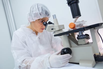 Una investigadora en un laboratorio de la Unidad de Tecnología para la Salud de Tecnalia, en el Parque Tecnológico de Miramon, en San Sebastián. 