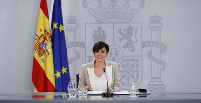 La ministra de Política Territorial y portavoz del Gobierno, Isabel Rodríguez, durante la rueda de prensa posterior al Consejo de Ministros.