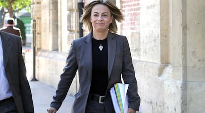 La alcaldesa de Alicante, Sonia Castedo, ante el TSJ de Valencia, donde declaró el pasado marzo.