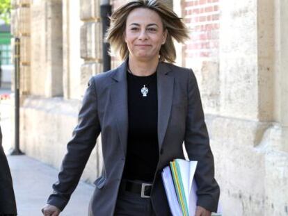 La alcaldesa de Alicante, Sonia Castedo, ante el TSJ de Valencia, donde declar&oacute; el pasado marzo.