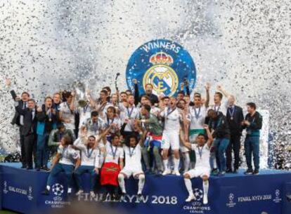 El Real Madrid celebra la última Copa de Europa.