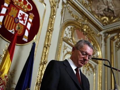 Gallard&oacute;n, en una rueda de prensa en el Ministerio de Justicia en 2014.